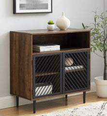 1 Modern Metal Door Accent Cabinet - Dark Walnut for your Home Organization and Storage