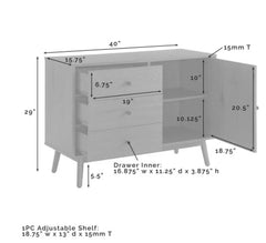 1 Lucas Mid-century Modern Media Console - 40 W x 15.75 D x 29 H