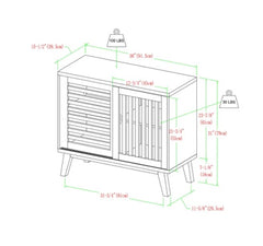 1 Saltor Slat Door Console with Adjustable Interior Shelf for Versatile Storage Solutions