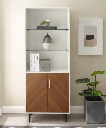 1 - Modern Storage Cabinet - White Acorn Bookmatch Show Stopping Element to your Home Organization