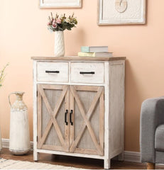 1 - Rustic Wood Barn Door Storage Cabinet includes a fixed shelf suits your organizational needs