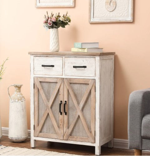 1 - Rustic Wood Barn Door Storage Cabinet includes a fixed shelf suits your organizational needs