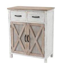 1 - Rustic Wood Barn Door Storage Cabinet includes a fixed shelf suits your organizational needs