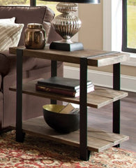 2 - tier Natural Metal Strap and Reclaimed Wood End Table