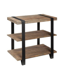 2 - tier Natural Metal Strap and Reclaimed Wood End Table