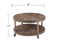 1 - Industrial Brown Wood Cocktail Table for centering style your living room or den