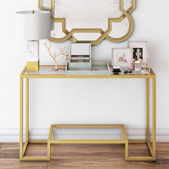 Shumake Geometric Shapes Console Table Lower Shelf is Stylishly Raised