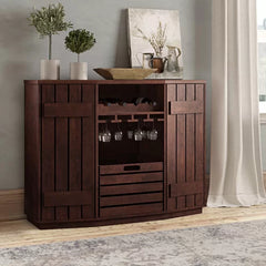 Slatted Bar Cabinet Adjustable Shelves Perfect For Organize