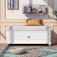 White Solid Wood Bench Contemporary Style Exquisite and Comfortable