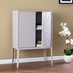 Contemporary Wood Cabinet - Gray Organize Sny Space with this Double-Door Storage Cabinet. Four Storage Cubbies