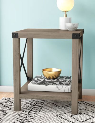 Gray Wash Enzo End Table Accents of Metal Throughout Starting