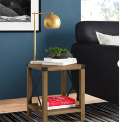 Rustic Oak Enzo End Table Urban Industrial Side Table Featuring a Frame