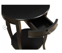 Black Shropshire End Table with Storage Transitional Silhouette Black Finish