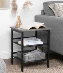 Mayville End Table Black Iron Frame is Complemented by the Rustic Top