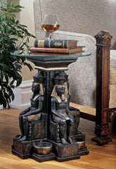 Ramses II Egyptian Table Glass Solid End Table