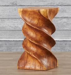 Inca Solid Wood Abstract End Table  Eye Catching Style with a Rustic Fnish