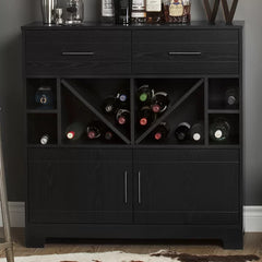 Black Oak Vietti Bar Cabinet Storage for up to 36 Bottles of Wine