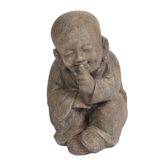 Weathered Brown Quiet Little Buddha Monk Garden Statue