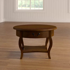 Brown Cherry Wilfredo Solid Wood Coffee Table with Curvy Cabriole Legs