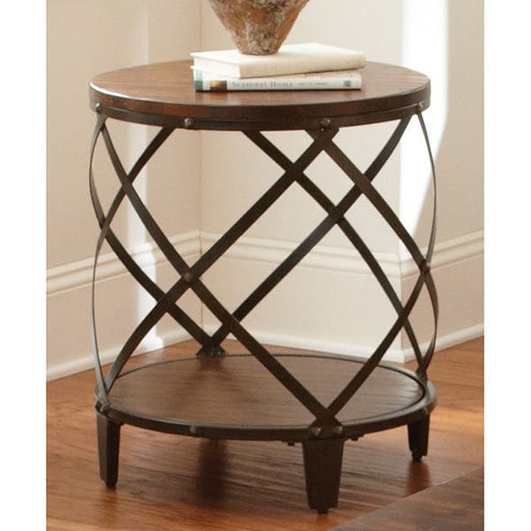 Solid Birch/ Iron Round End Table Round Out your Contemporary or Industrial Decor with End Table