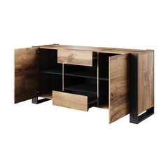 Woody Modern 64.5-inch Sideboard Buffet - Oak/Gray Take your Dining Experience to Entirely New and Fashionable Heights