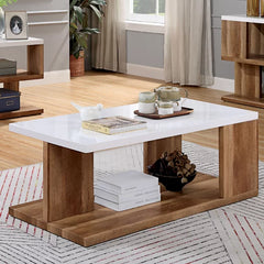 Solid Wood Yoel Coffee Table with Open Bottom Shelf Modern Style