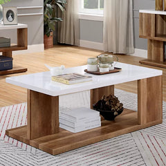 Coffee Table Solid Manufactured Wood Give your Living Space A Modern With Open Bottom Shelf