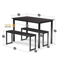 Adelle 4 Person Dining Set Espresso Made from Metal with Engineered Wood