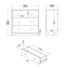 Black Guilford 3 Drawer 28.5'' W Dresser Clean Lned and Rectangular Silhouette