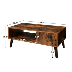 Gascon 4 Legs Coffee Table with Storage Rustic Brown Indoor Furniture