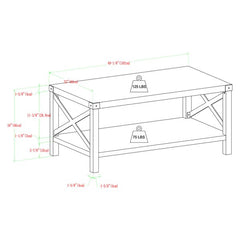 Enzo Coffee Table White Oak Black Metal Corner Caps X-frame Stretchers