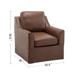 Santino 35'' Wide Swivel Club Chair Walnut Brown Comfortable Entertaining