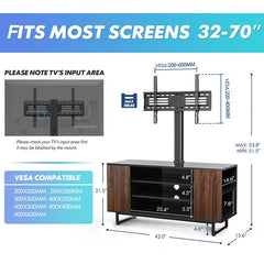 Fitueyes Black & Walnut Swivel Floor Stand Mount for Screens Holds up to 110 Lb. lbs