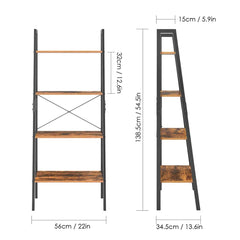 White/Gold Keden 54.5'' H x 22'' W Iron Ladder Bookcase Industrial-Style Display