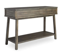 Grey 3 Drawer Rectangle Console Table Crafted of Solid Wood and Metal