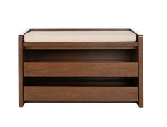 Percy Shoe Storage Bench Walnut Beige - 33.8" x 17.5" x 20.6"