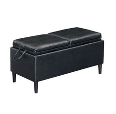 Copper Grove Suonenjoki Storage Ottoman with Trays Black Faux Leather