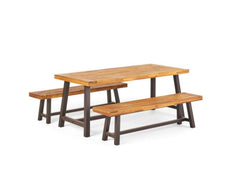 Carlisle Outdoor 3 Piece Acacia Picnic Dining Set with Benches