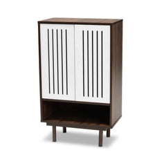 Mid-Century Modern Two-Tone 2-Door Shoe Cabinet