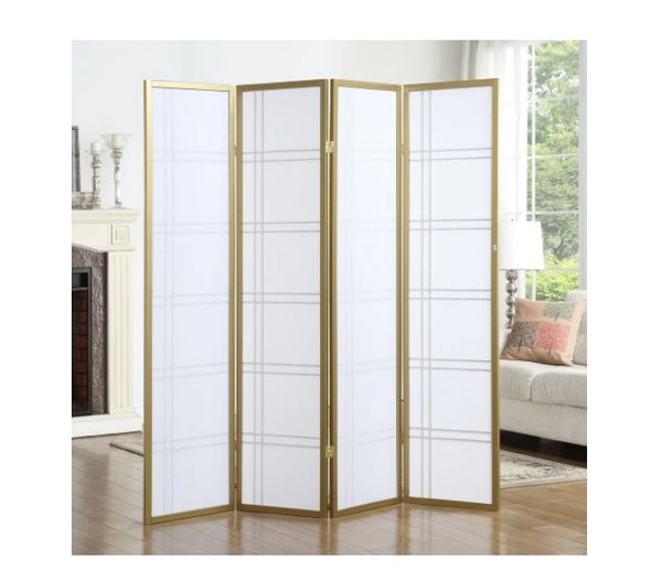 White Wood and Paper 4-panel Room Divider Screen