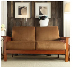 Hills Mission-Style Oak Loveseat Classic Rust Home Furniture