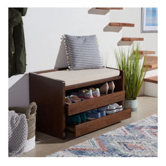 Percy Shoe Storage Bench Walnut Beige - 33.8" x 17.5" x 20.6"