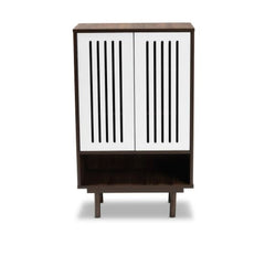 Mid-Century Modern Two-Tone 2-Door Shoe Cabinet