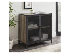 Loft Pierpont Metal Mesh Accent Cabinet Grey Wash or Rustic Oak Finish Options