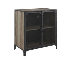 Loft Pierpont Metal Mesh Accent Cabinet Grey Wash or Rustic Oak Finish Options